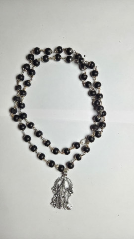 German Silver Murugan Karungali Maala - Black & White