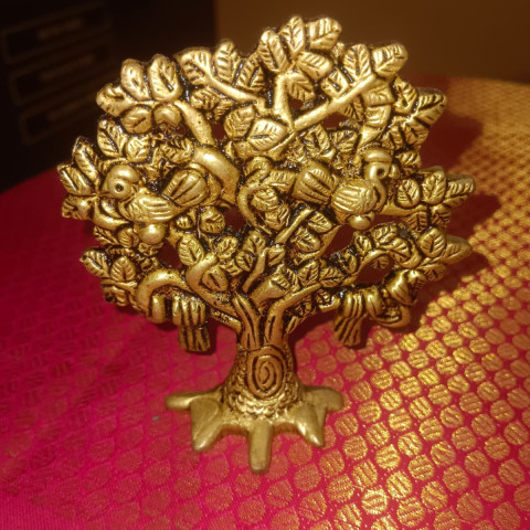 KARPAGA VIRUTCHAM BRASS TREE FOR MONEY, LUCK - Green